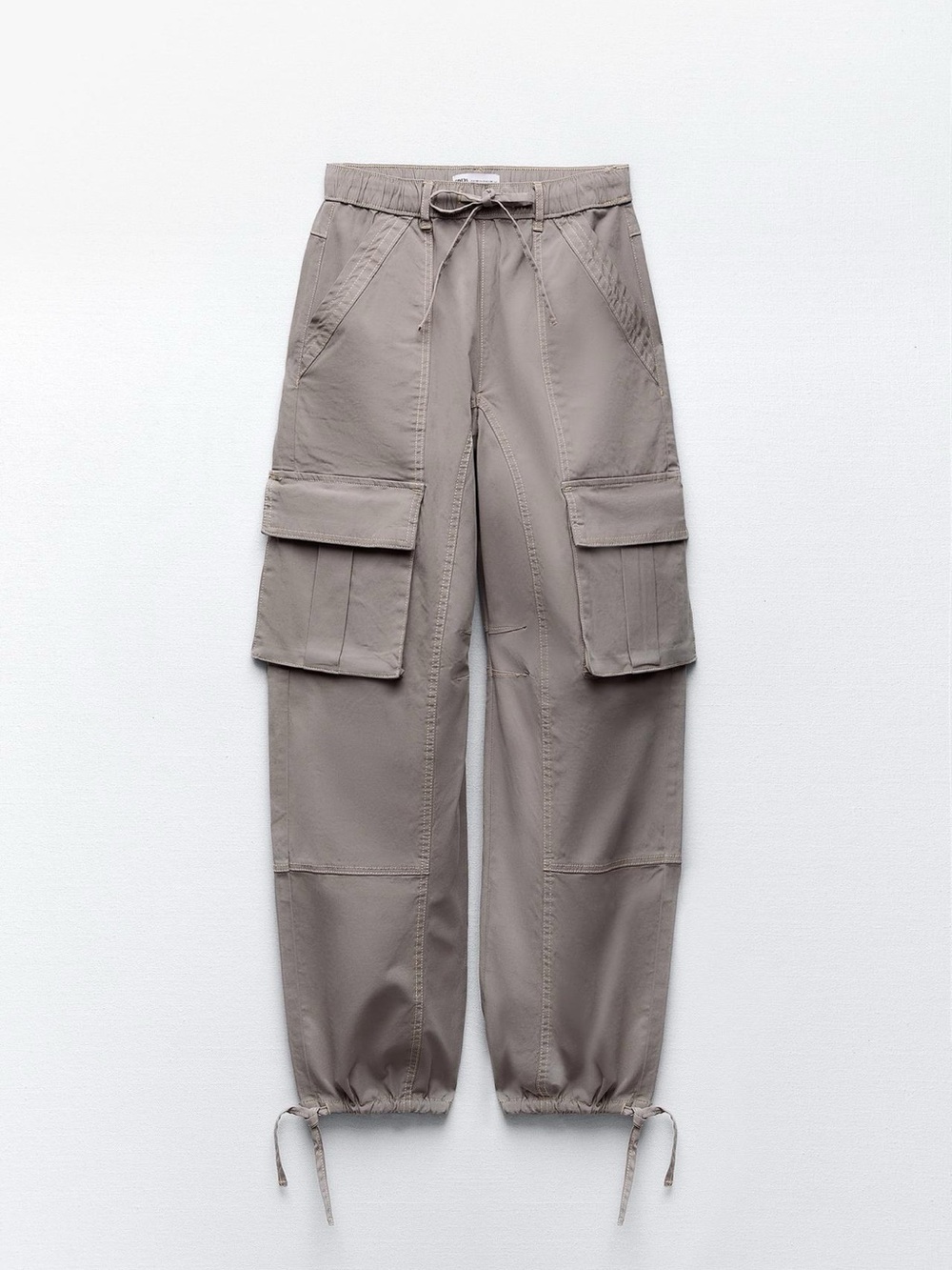 Zara Gray Cargo Straight-Leg Pants